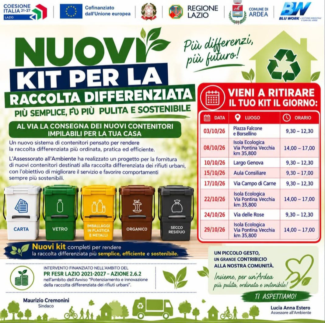 nuovi kit raccolta rifiuti ardea